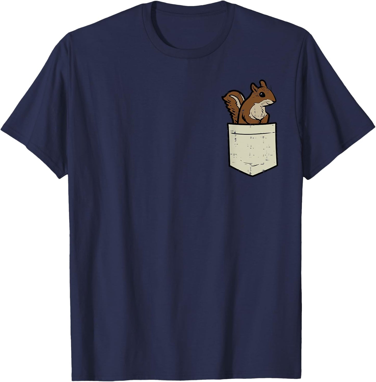 Squirrel Pocket Cute Chipmunk Rodent Women Girls Kids Men T-Shirt - T-Shirt | Navy