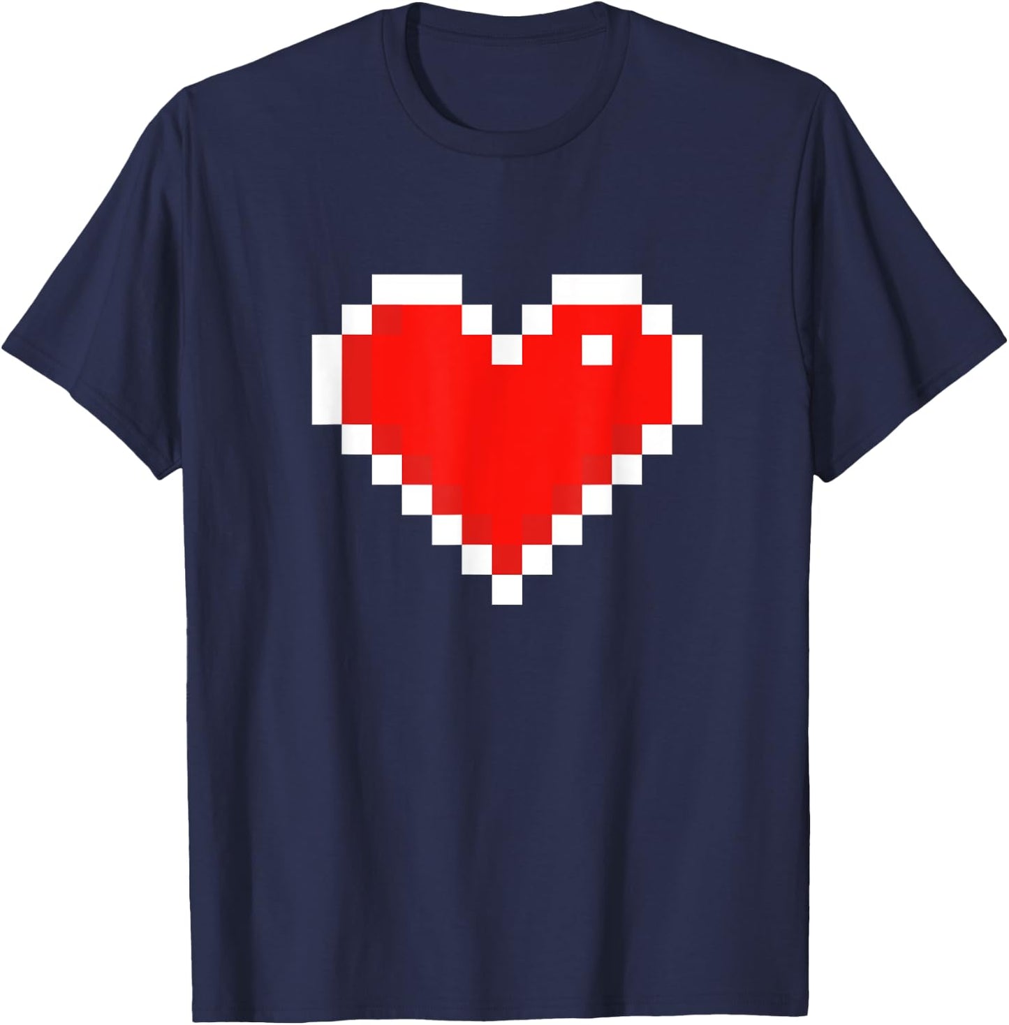 Old 8 Bit Heart Arcade Retro Pixel Gamer Valentine's Day T-Shirt - T-Shirt | Navy