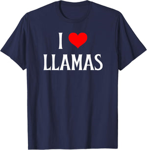 I Love Llamas I Heart Llamas Llama lover Lama Pacos T-Shirt - T-Shirt | Navy