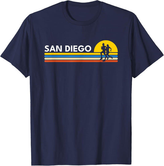 San Diego CA California Runner Vintage Retro Souvenirs T-Shirt - T-Shirt | Navy