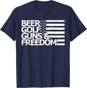 Beer Golf Guns & Freedom T-Shirt - T-Shirt | Navy
