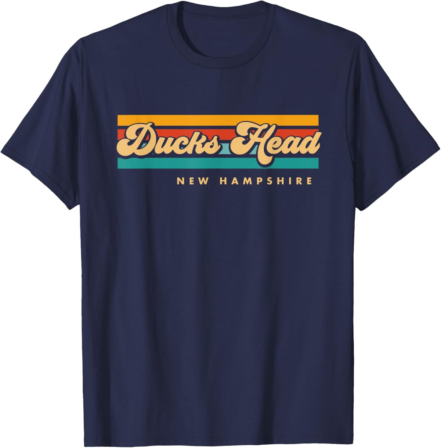 Vintage Sunset Stripes Ducks Head, New Hampshire T-Shirt - T-Shirt | Navy