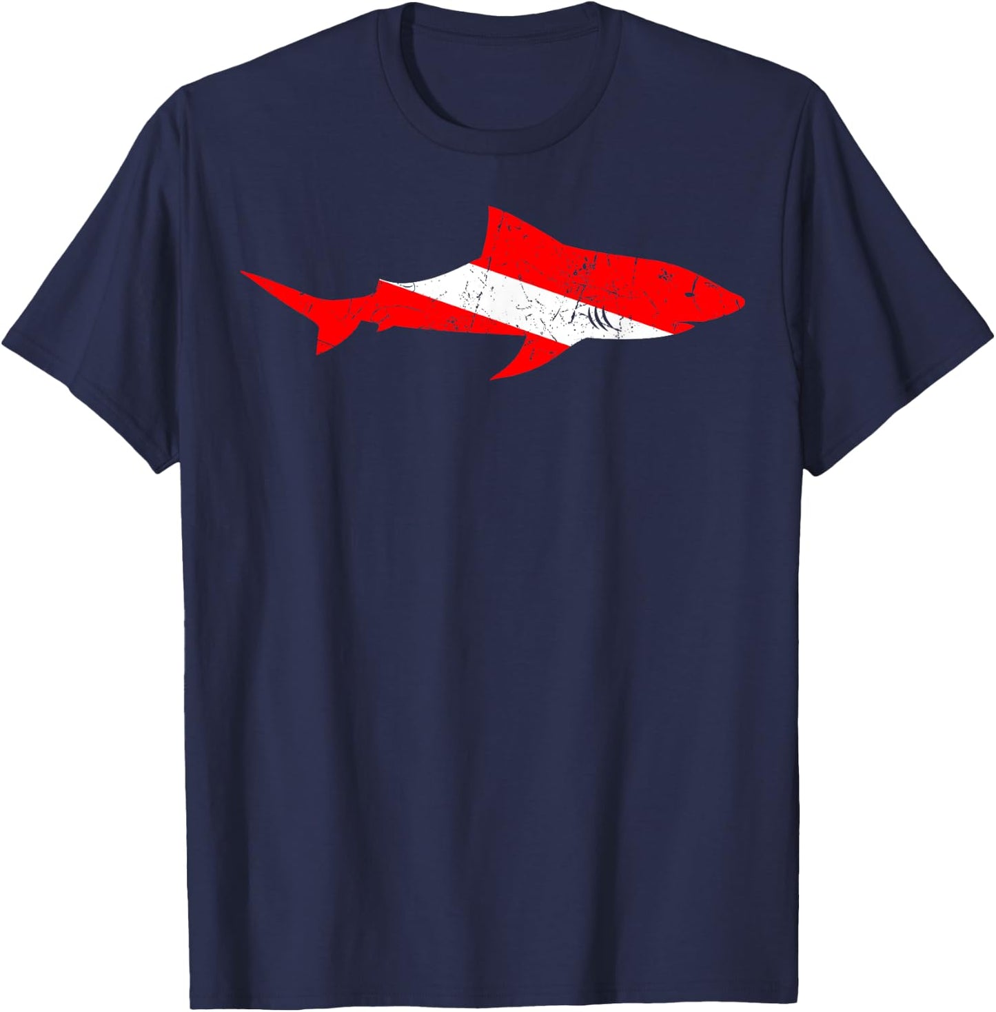 Shark Scuba Diving Diver Down Flag Underwater Dive Deep-Sea T-Shirt - T-Shirt | Navy