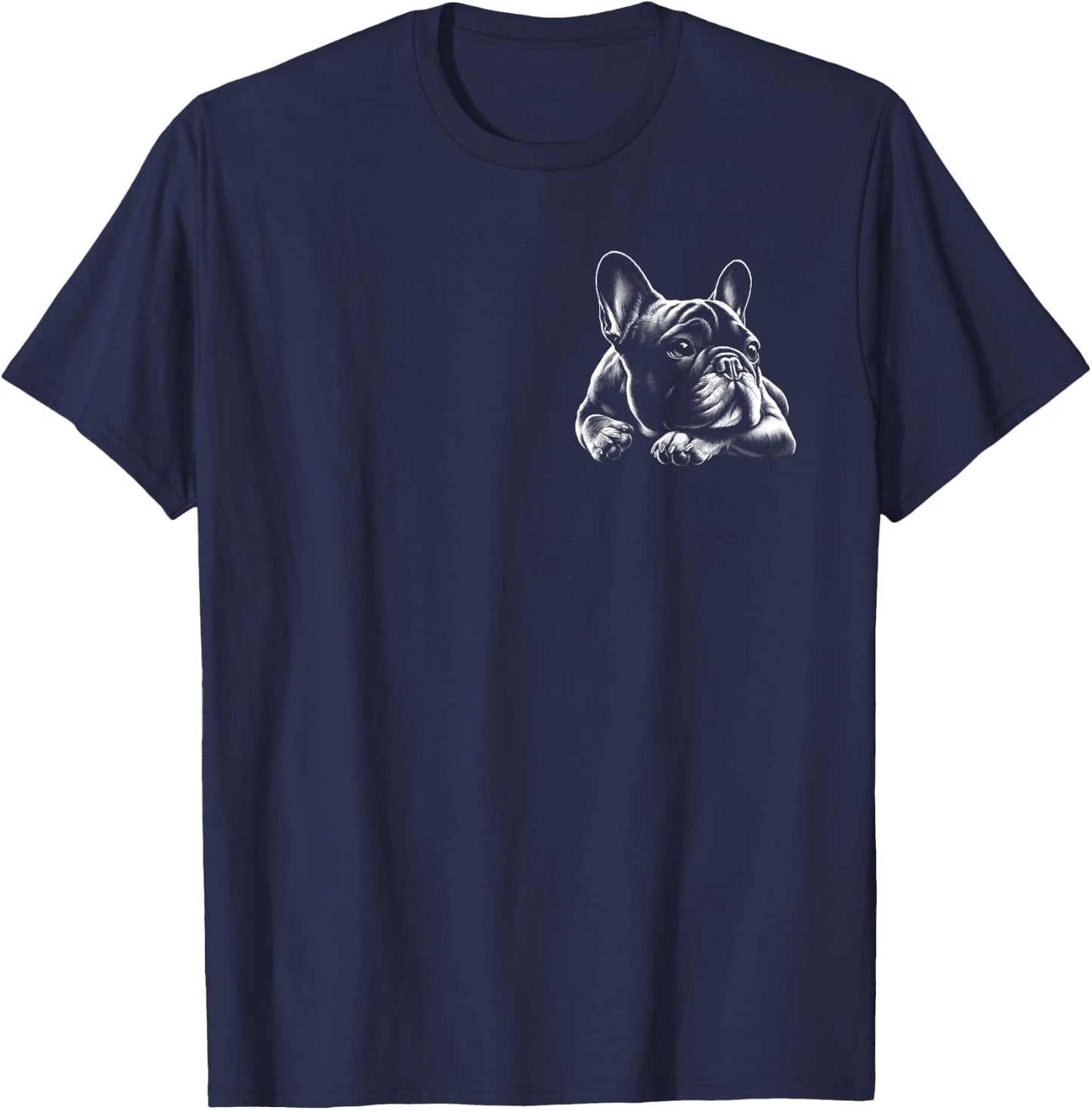 Cute Dreamy French Bulldog on Chest Men Women Kids T-Shirt - T-Shirt | Navy