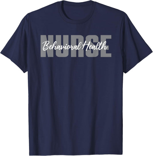 Behavioral Health Nurse Typeset Apparel Mental Health Nurse T-Shirt - T-Shirt | Navy