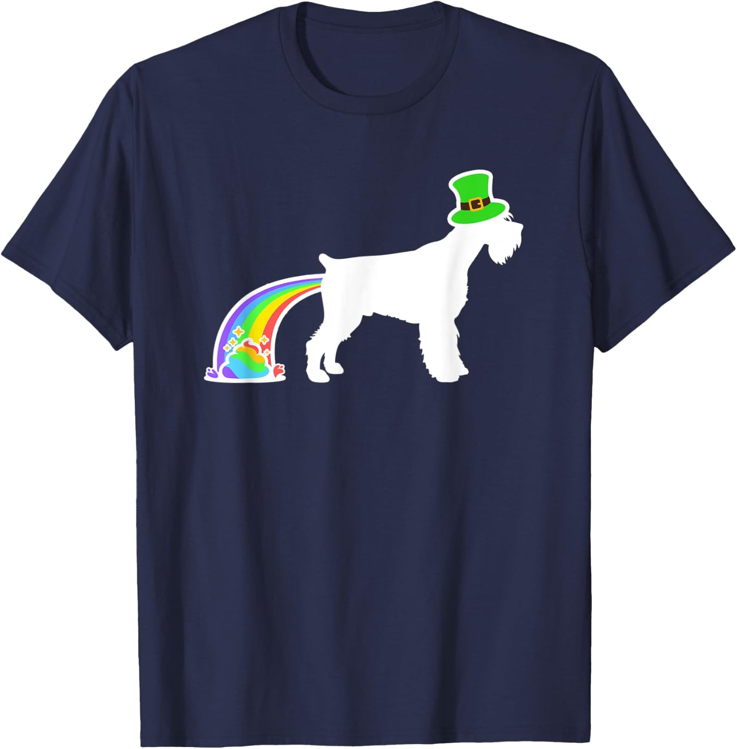 St. Patrick's Day Rainbow Dog - Giant Schnauzer T-Shirt - T-Shirt | Navy