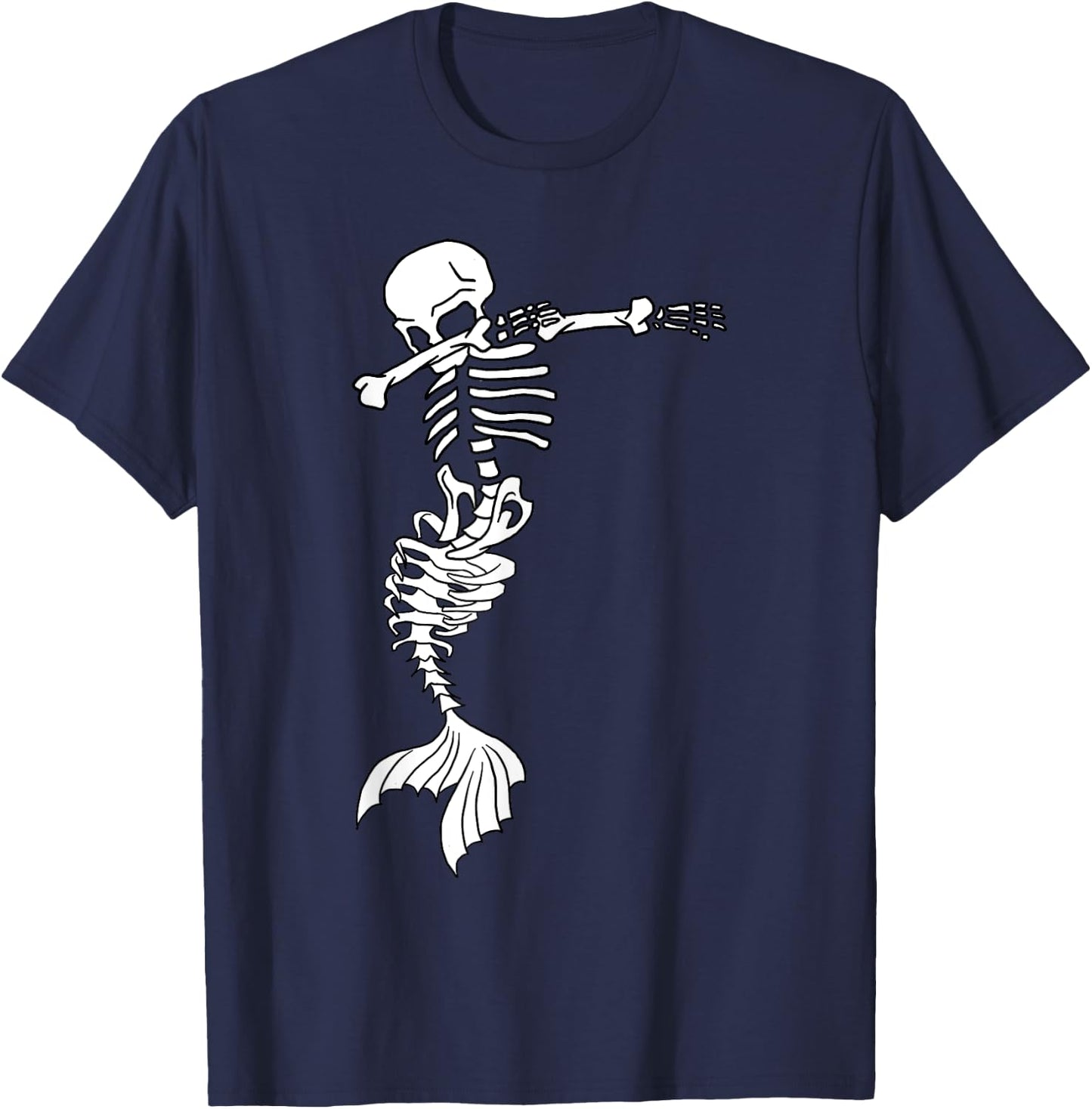 Dabbing Mermaid Skeleton Halloween Creepy Dab Spooky T-Shirt - T-Shirt | Navy