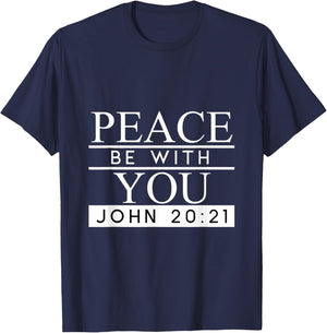 Peace Be With You Christian T-Shirt - T-Shirt | Navy