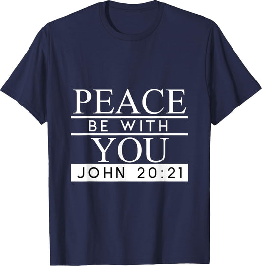 Peace Be With You Christian T-Shirt - T-Shirt | Navy