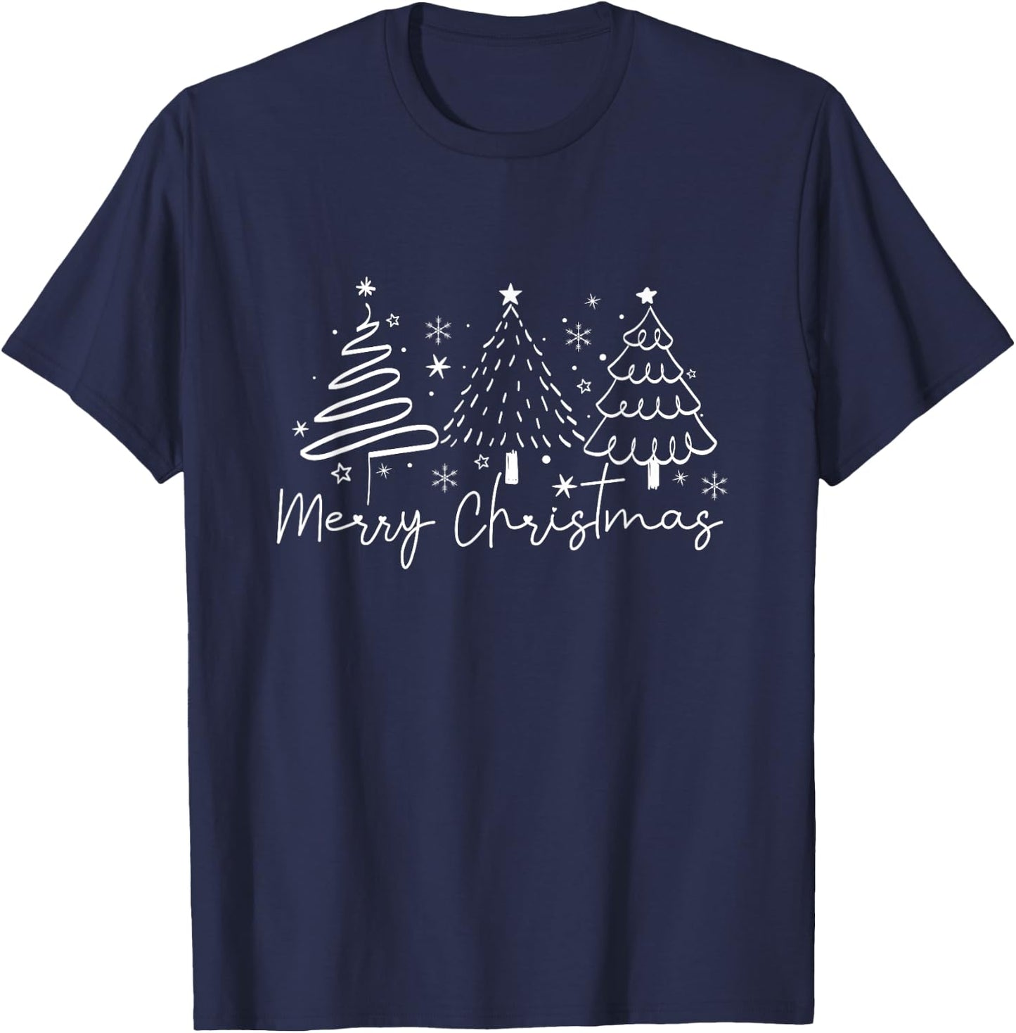 Merry Christmas Tree Christmas Tree T-Shirt - T-Shirt | Navy