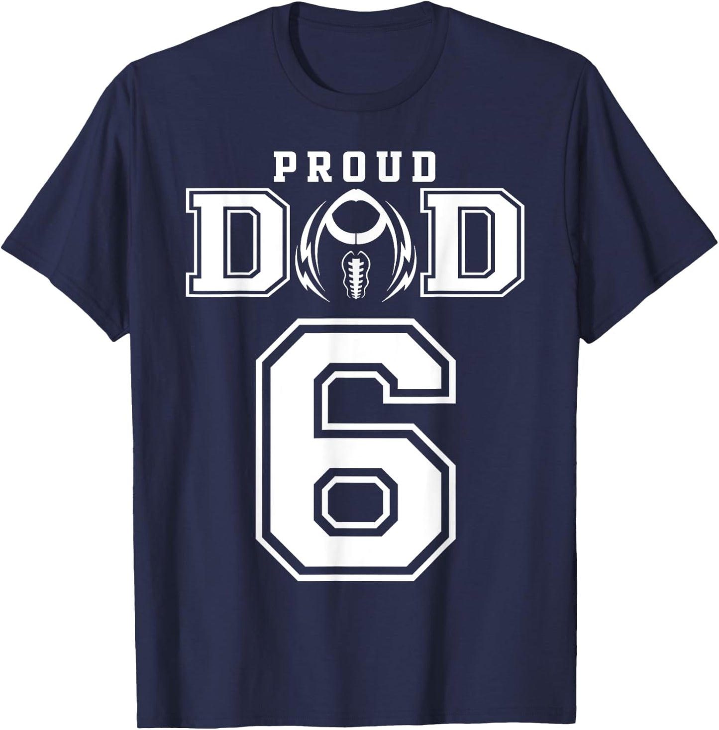 Custom Proud Football Dad Number 6 Personalized T-Shirt - T-Shirt | Navy