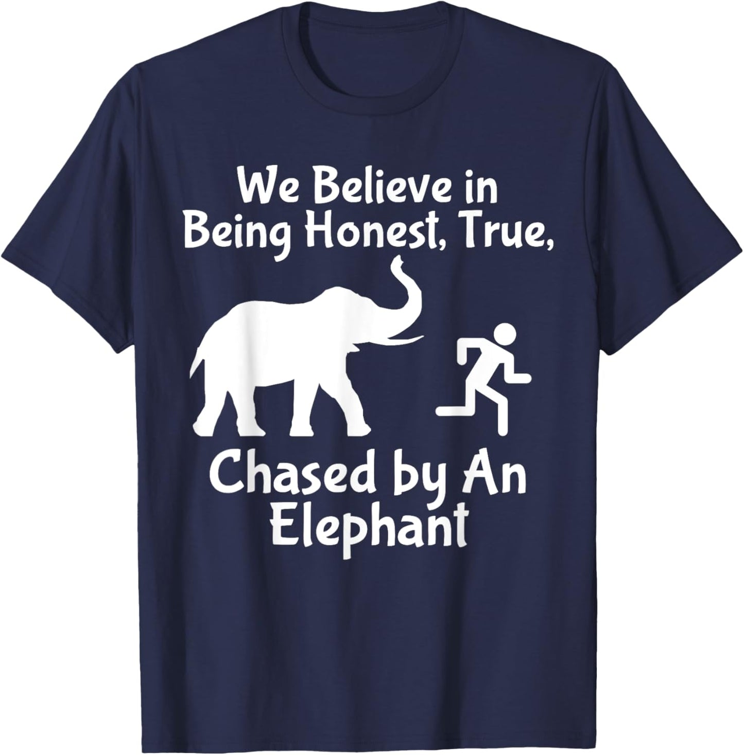 LDS Funny Chased by an Elephant Mormon Faith T-Shirt - T-Shirt | Navy