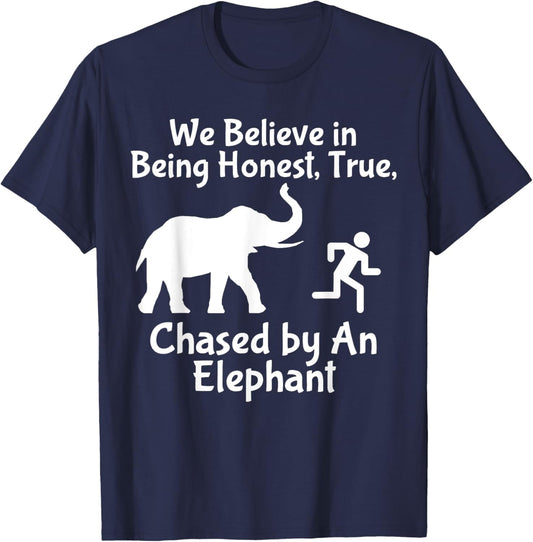 LDS Funny Chased by an Elephant Mormon Faith T-Shirt - T-Shirt | Navy