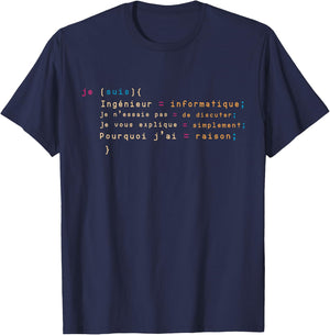 Computer Engineer Man Woman Humor Computer Scientist , Black, S T-Shirt - T-Shirt | Navy