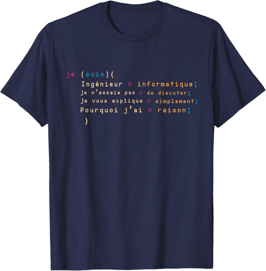 Computer Engineer Man Woman Humor Computer Scientist , Black, S T-Shirt - T-Shirt | Navy
