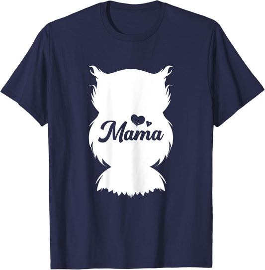 Owl Mama Mothers Day Cute Bird Animal Mom Momma Mommy T-Shirt - T-Shirt | Navy