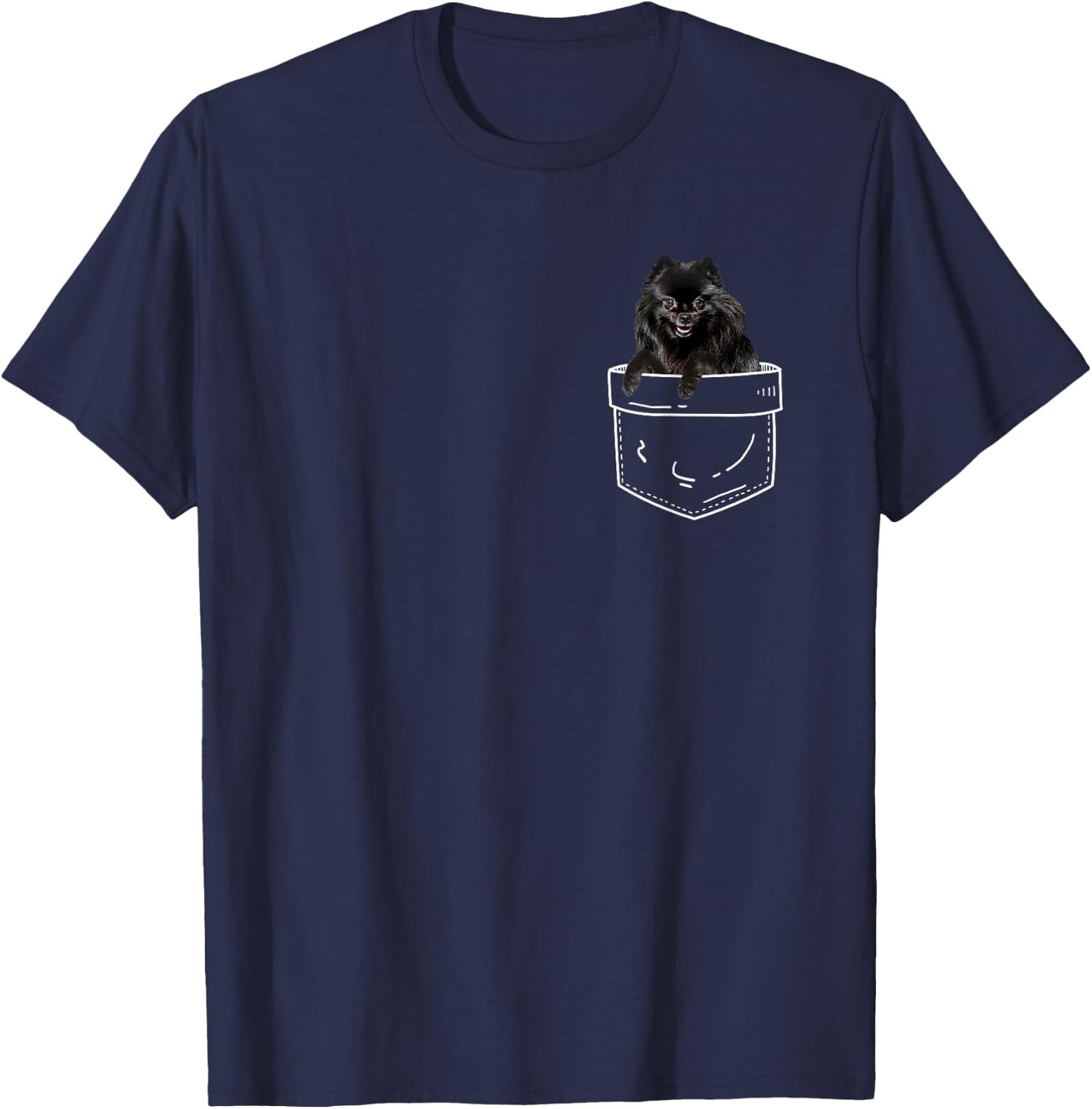 Black Pomeranian In Pocket - Pomeranian Dog Lover Women Kids T-Shirt - T-Shirt | Navy
