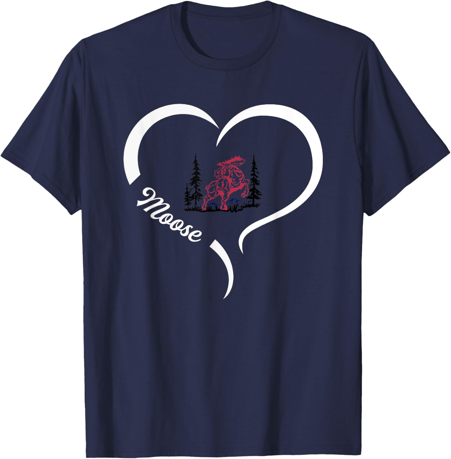 Alamosa Moose Logo Half Heart Slogan HS T-Shirt - T-Shirt | Navy