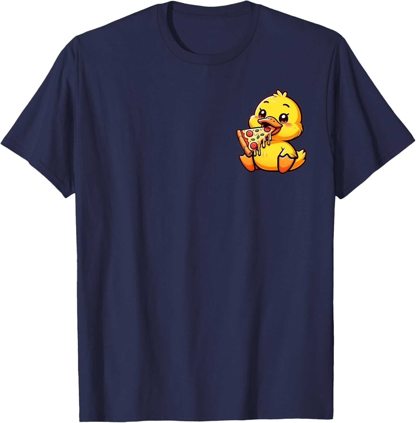 Entchen Pizza Design | Süße Ente mit Pizza T-Shirt - T-Shirt | Navy