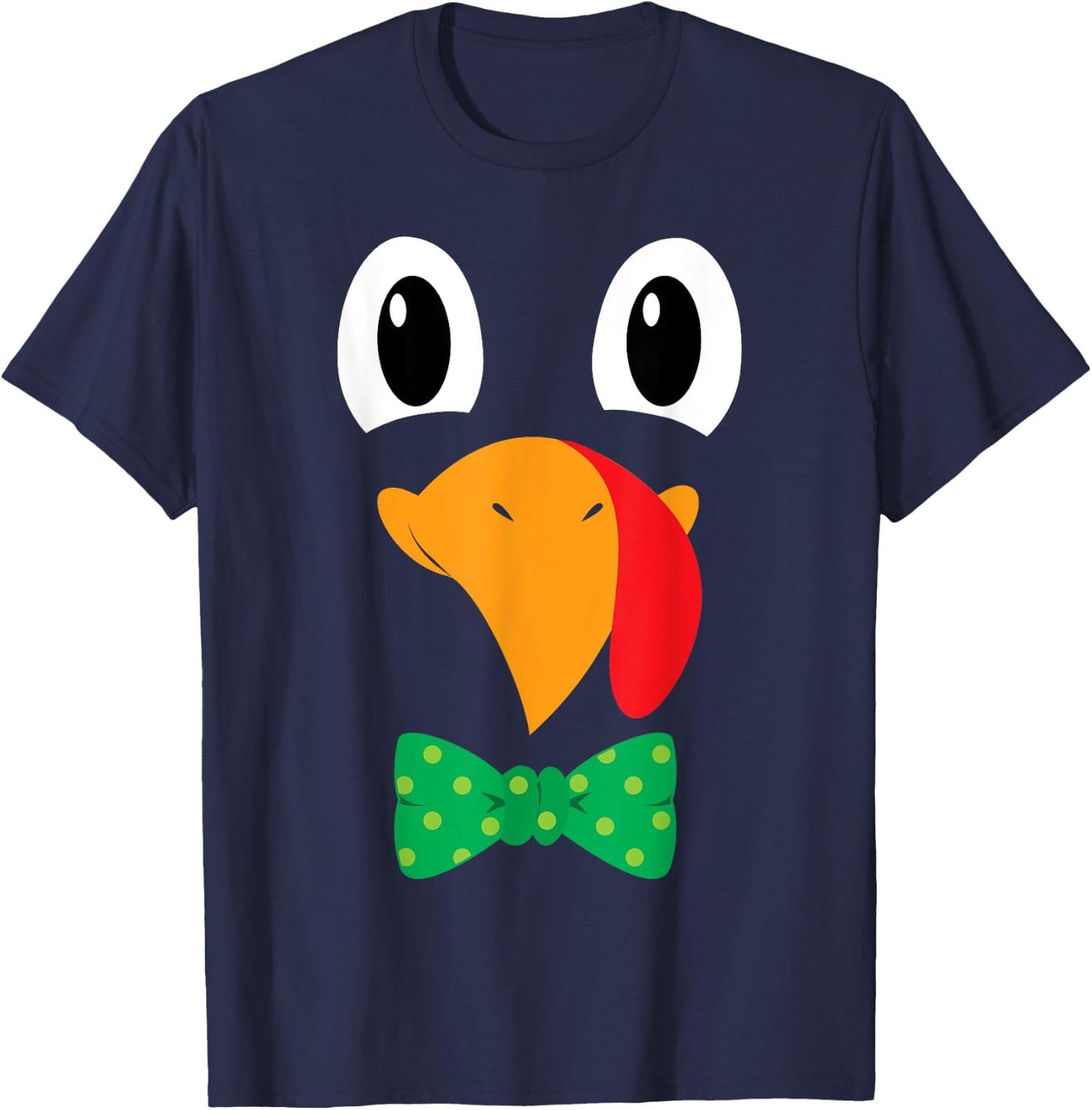 Turkey Face Bow Tie Funny Thanksgiving Men Boys T-Shirt - T-Shirt | Navy