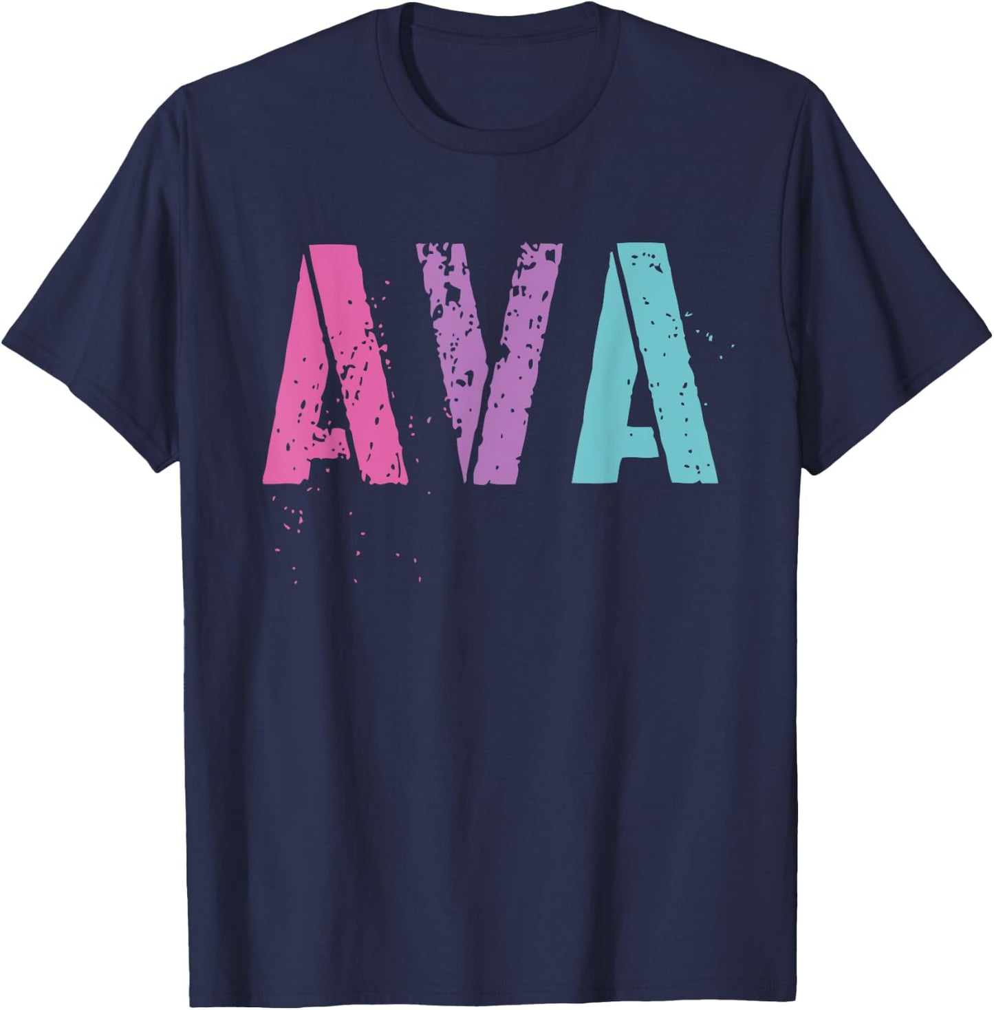Vintage First Name AVA Girl Rock Star Sister Mom Av Birthday T-Shirt - T-Shirt | Navy