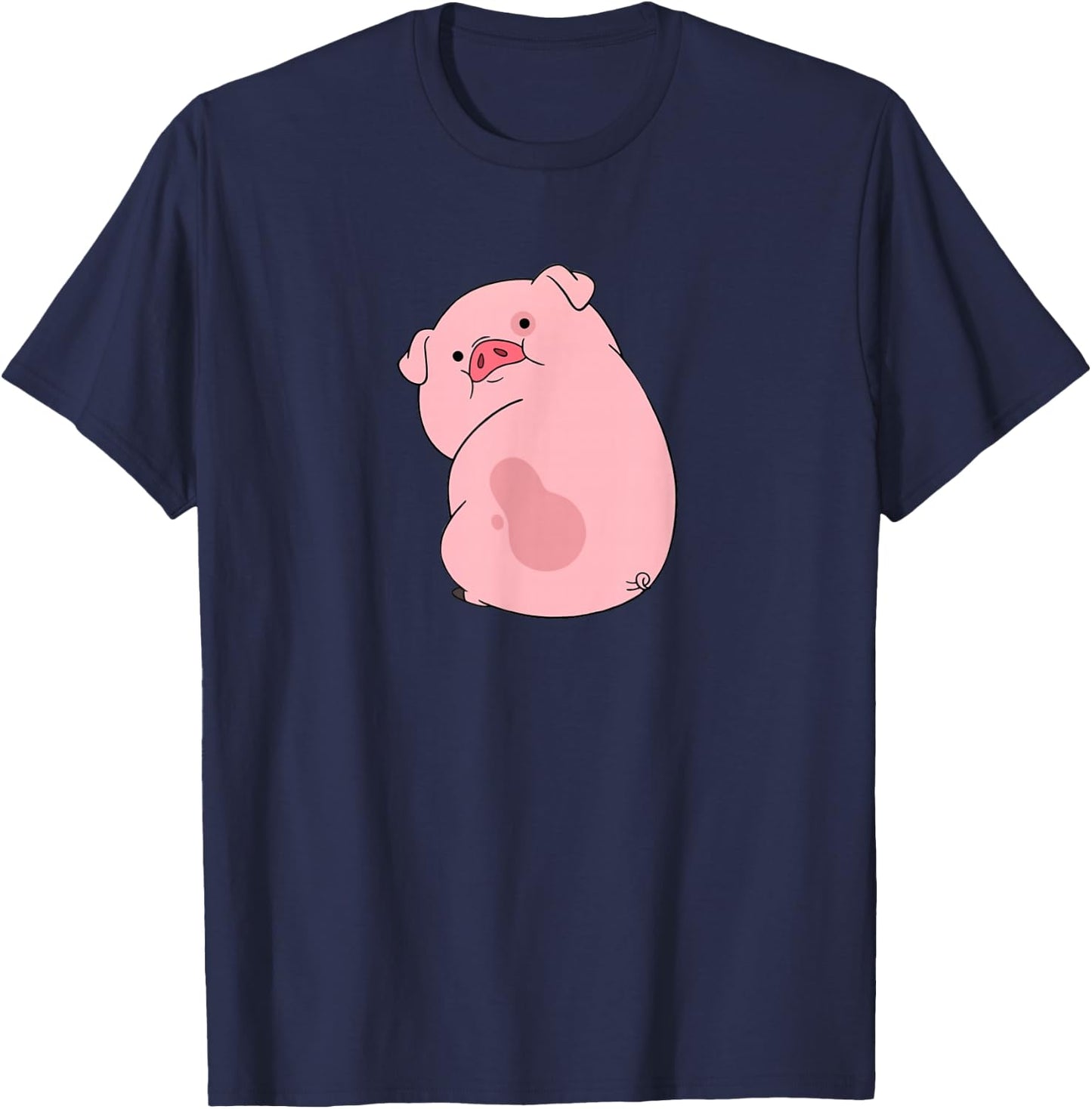 Disney Channel Gravity Falls Waddles the Pig , Black, S T-Shirt - T-Shirt | Navy