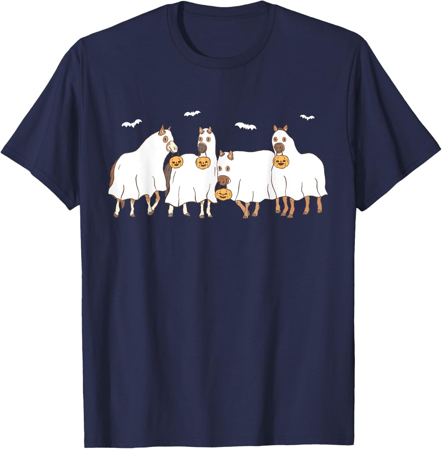 Horse Ghost Funny Lazy Halloween Costume Farmhouse T-Shirt - T-Shirt | Navy