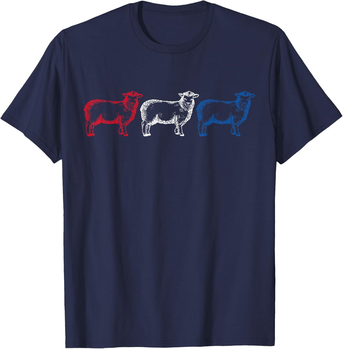 Patriotic American Flag Sheep Lovers 4th of July Kids Men T-Shirt - T-Shirt | Navy