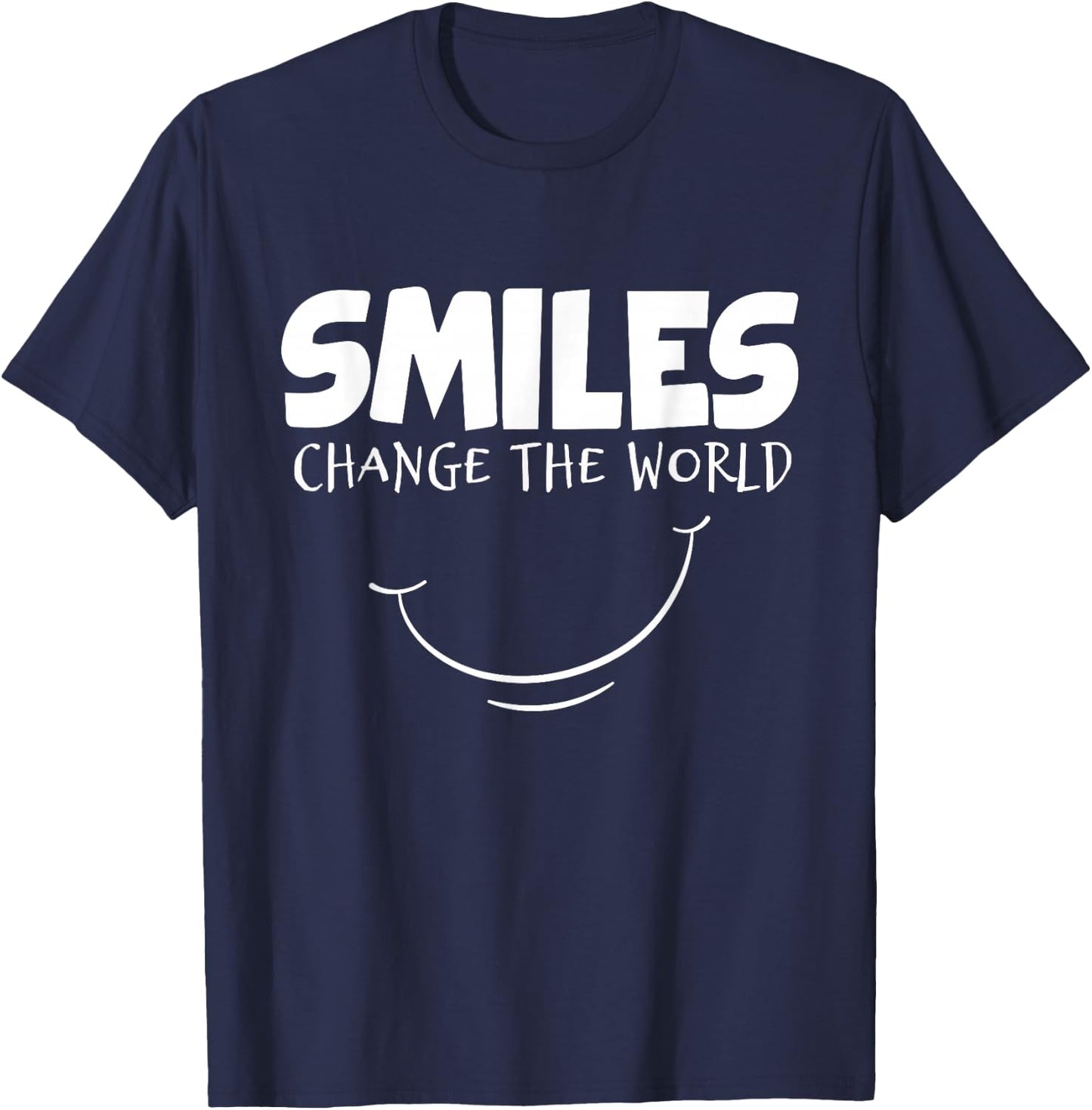 Smile Smiles Change The World Teacher Happy T-Shirt - T-Shirt | Navy