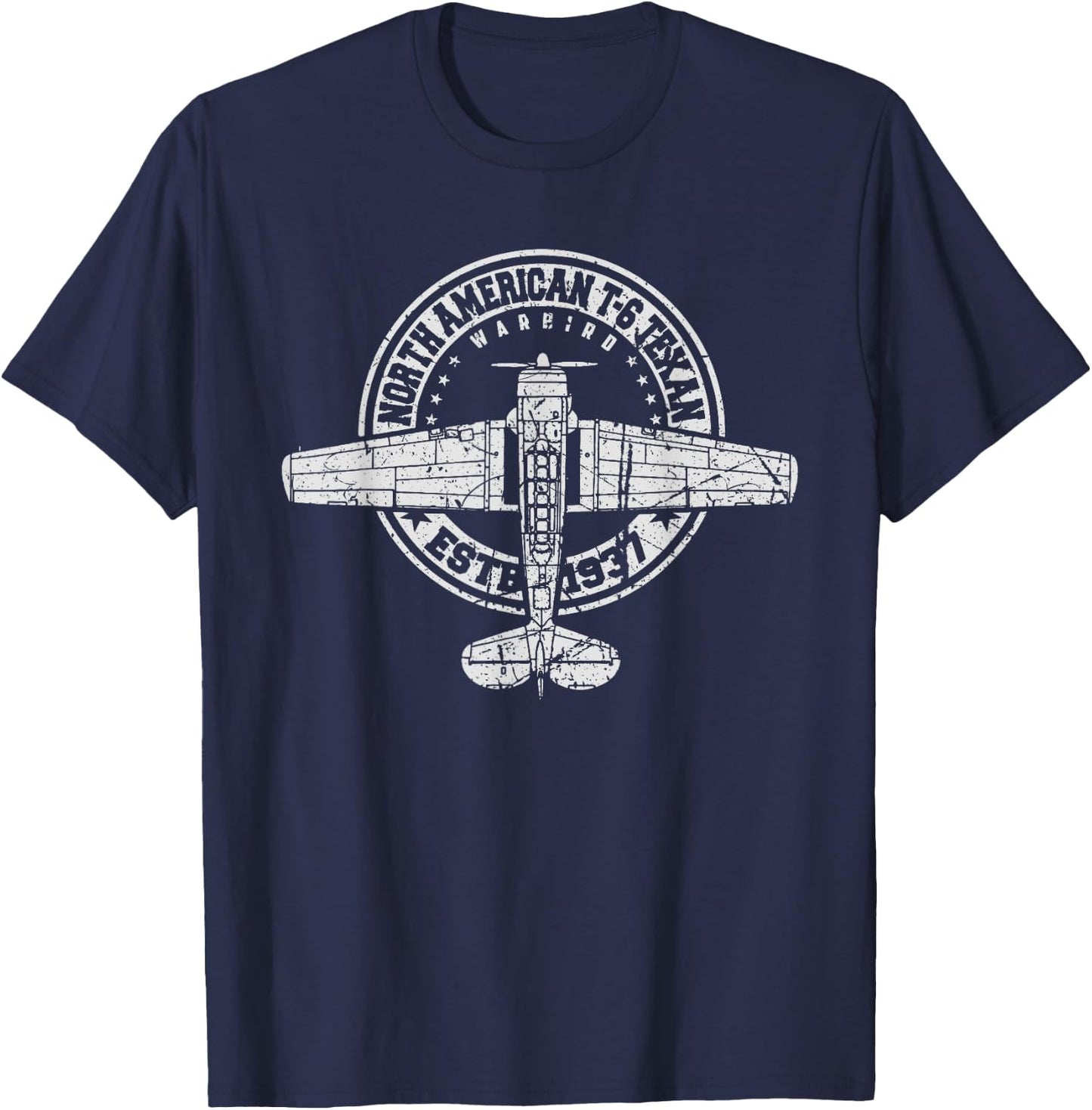 North American T-6 Texan Warbird Vintage Aircraft T-Shirt - T-Shirt | Navy