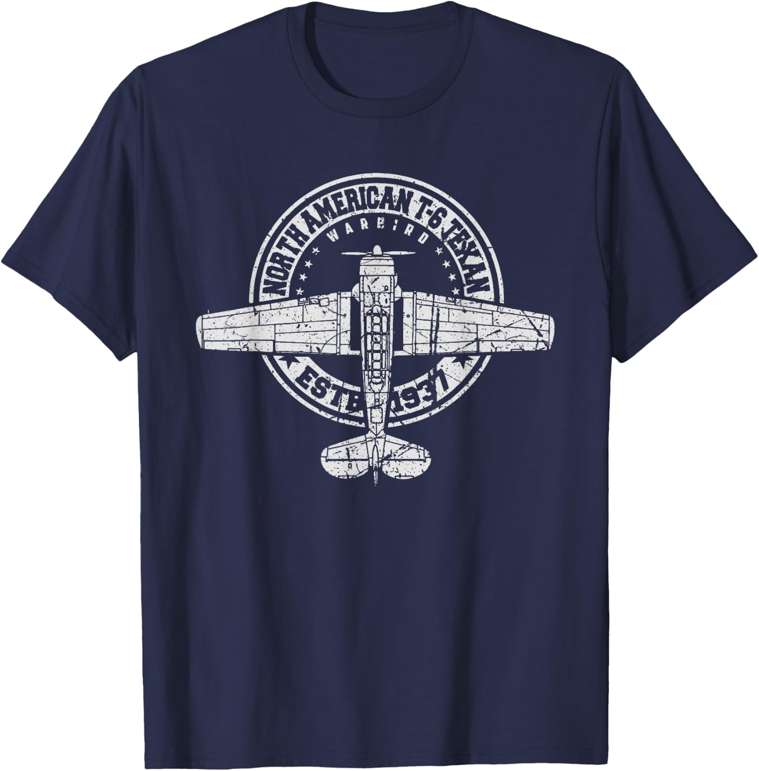 North American T-6 Texan Warbird Vintage Aircraft T-Shirt - T-Shirt | Navy