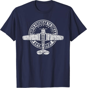 North American T-6 Texan Warbird Vintage Aircraft T-Shirt - T-Shirt | Navy