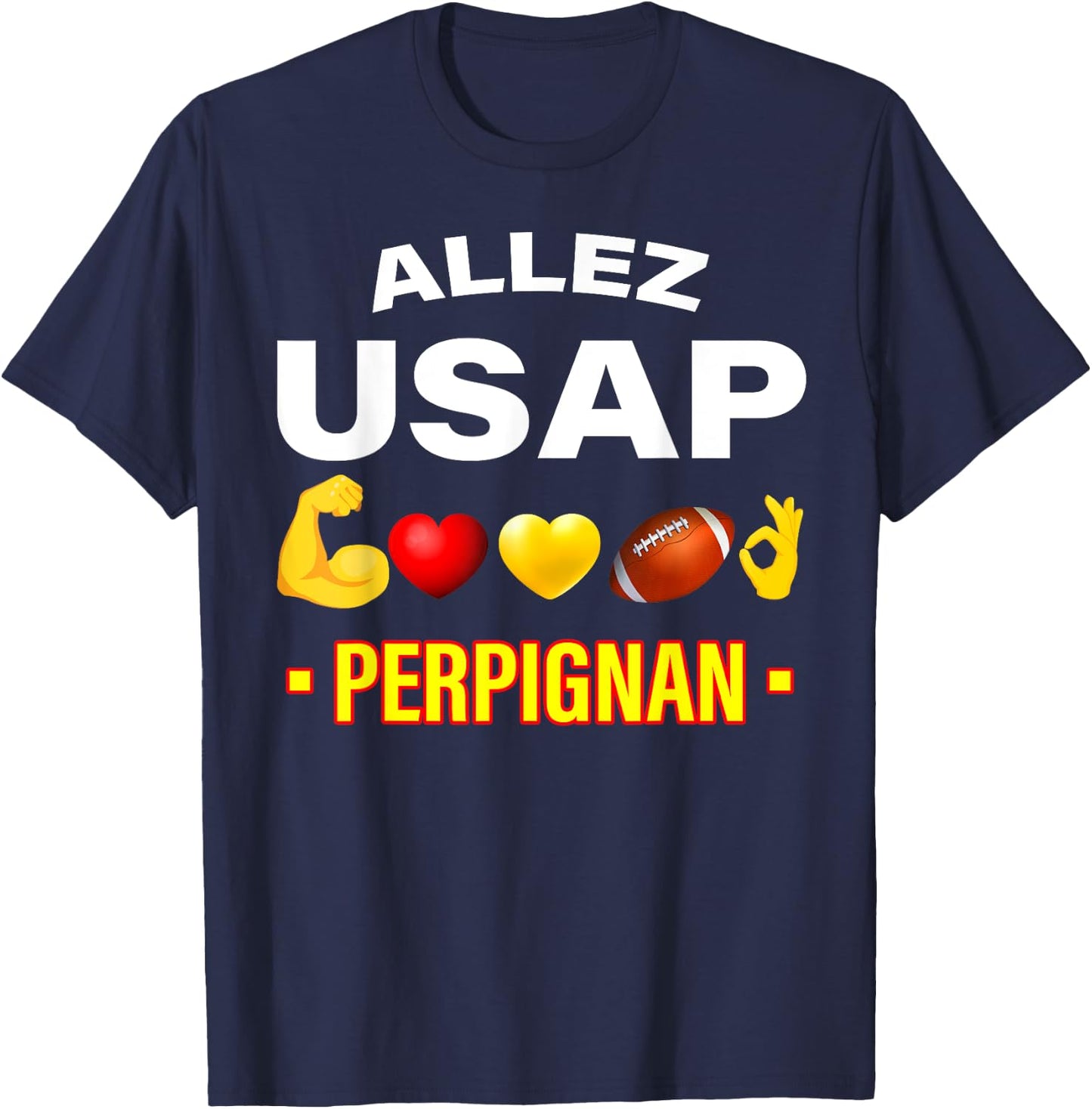 Rugby Perpignan Pride Supporter Man Woman Child , Black, S T-Shirt - T-Shirt | Navy
