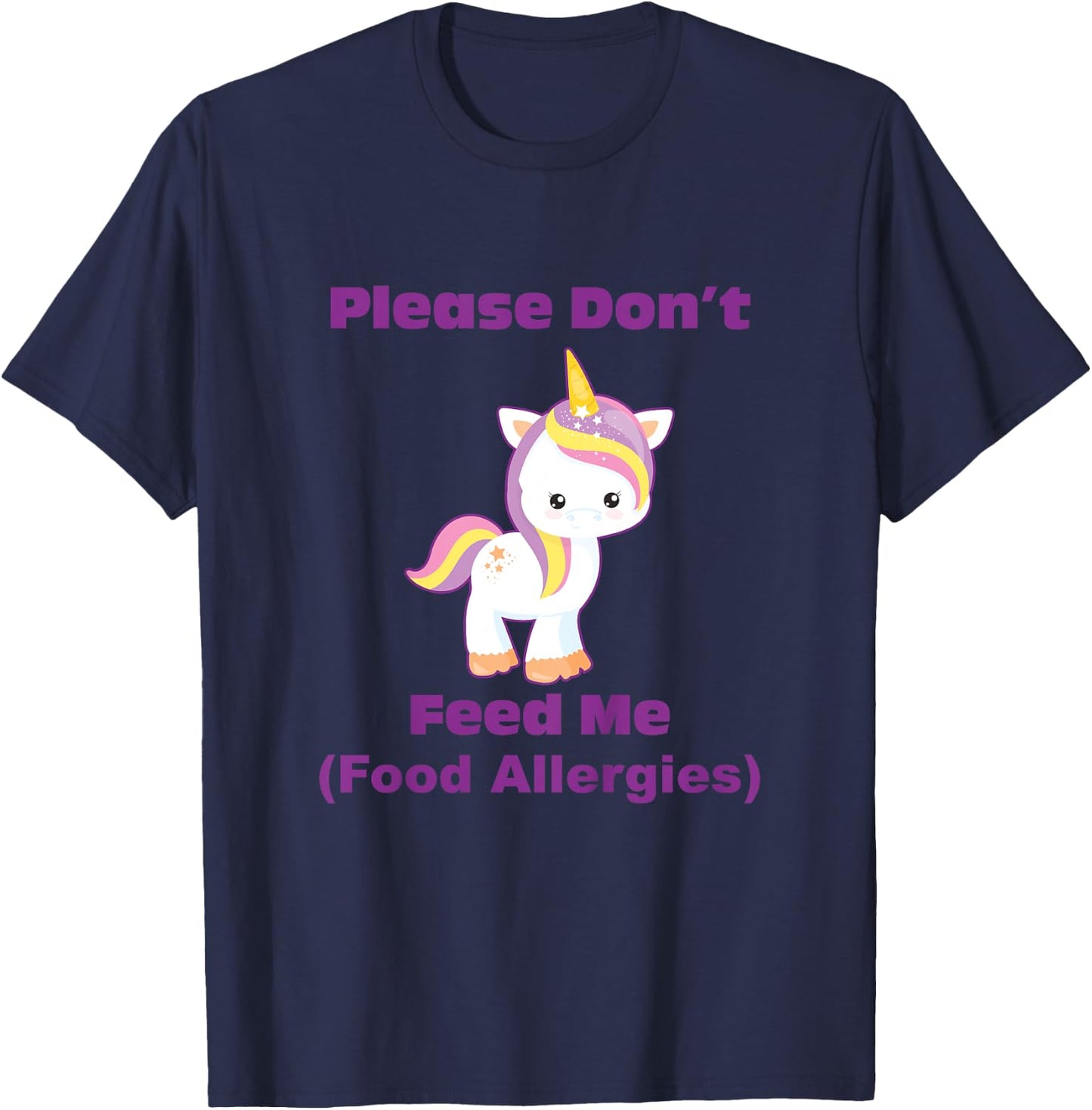 Food Allergy Toddler Kids with Cute Unicorn T-Shirt - T-Shirt | Navy