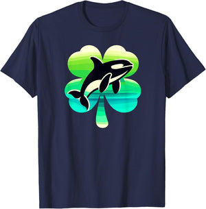 Cute Irish Orca Shamrock St Patrick's Day Green Killer Whale T-Shirt - T-Shirt | Navy