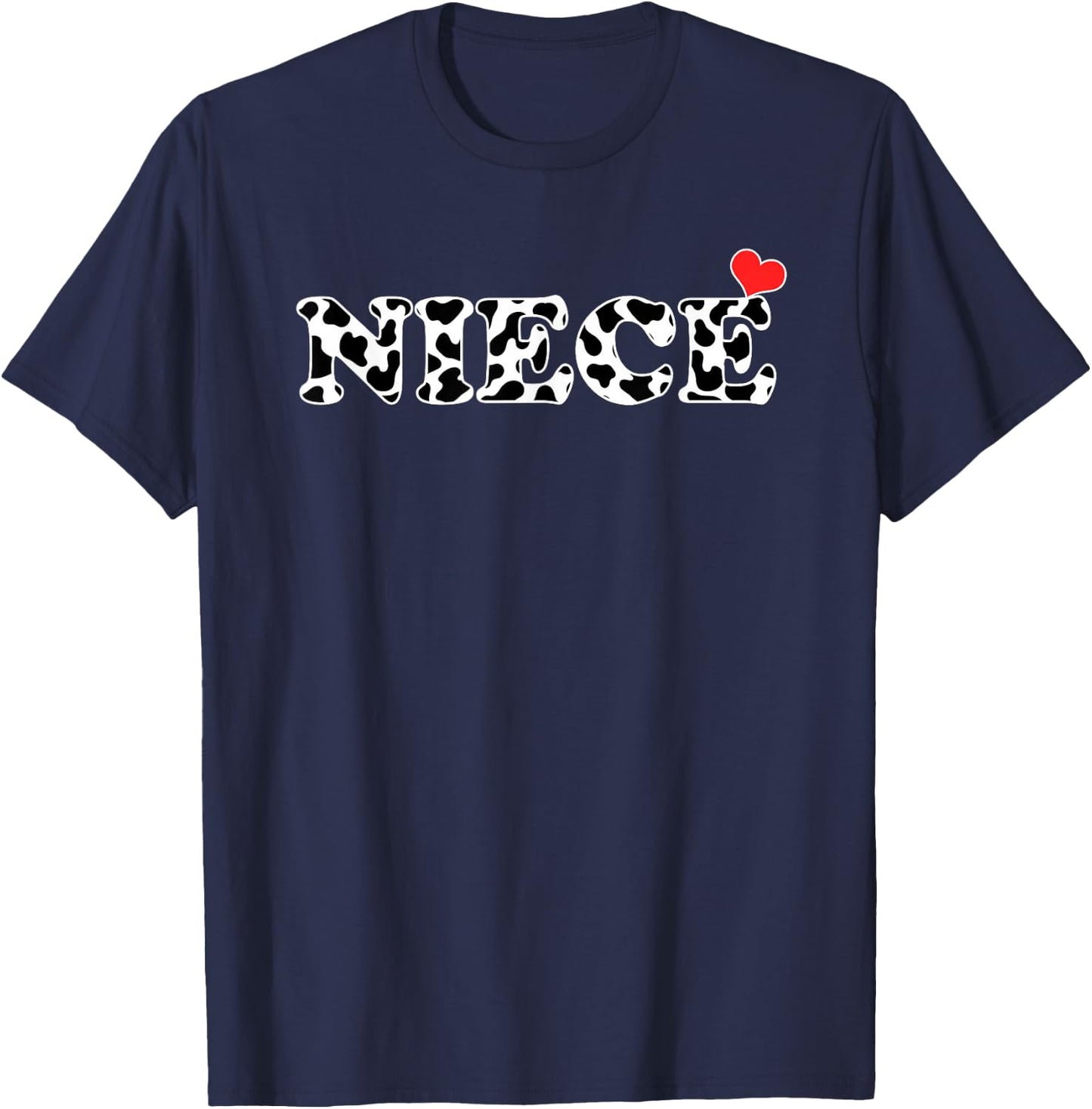 Black White Niece Cow Print Cowboy Animal Pattern Mother T-Shirt - T-Shirt | Navy