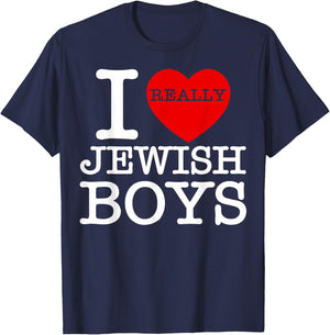I Heart Love Jewish Boys Hebrew Judaica Red Valentines Day T-Shirt - T-Shirt | Navy