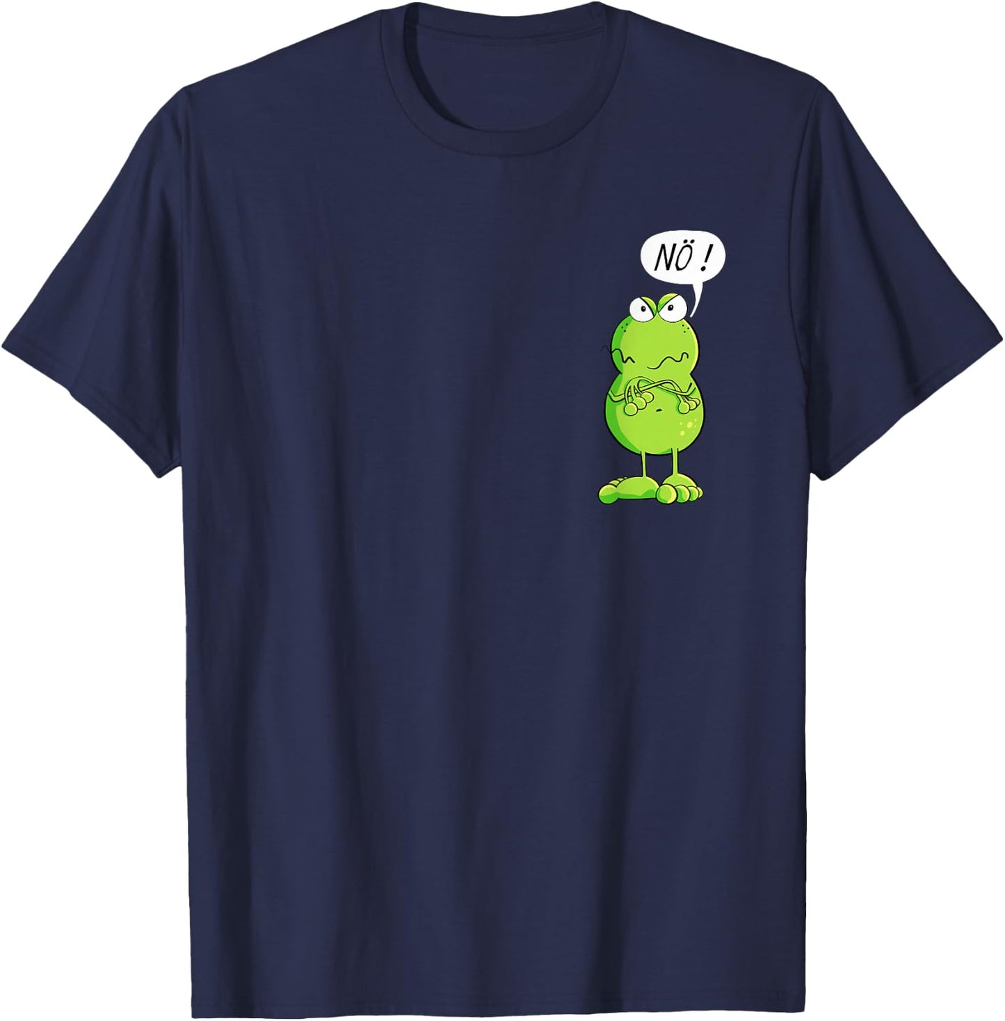 Statement with German Text "Frosch I Nö Fun Design I Nein Comic" T-Shirt - T-Shirt | Navy