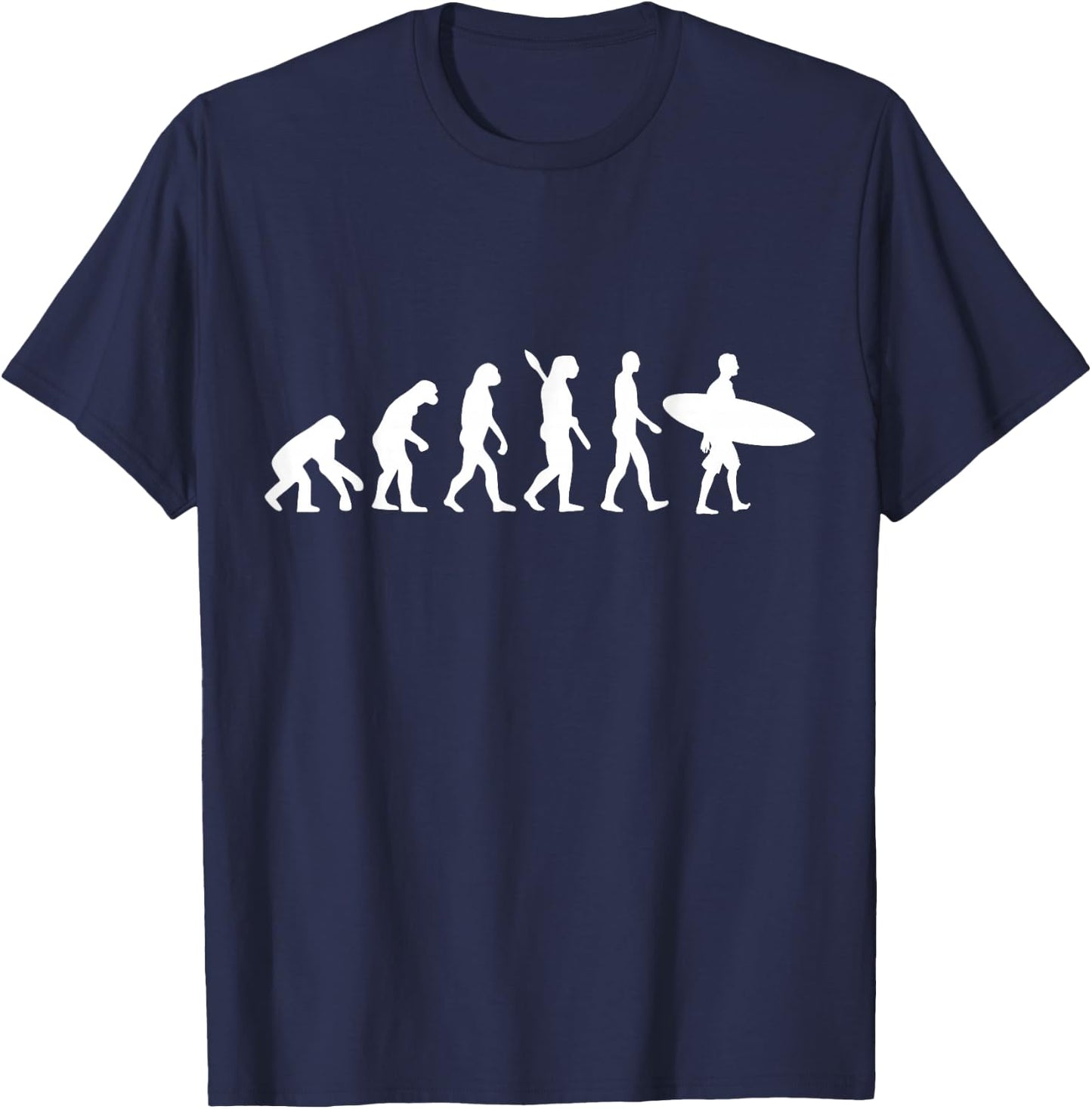 Surfer Evolution Surfboard Surfing Fun Development Retro T-Shirt - T-Shirt | Navy