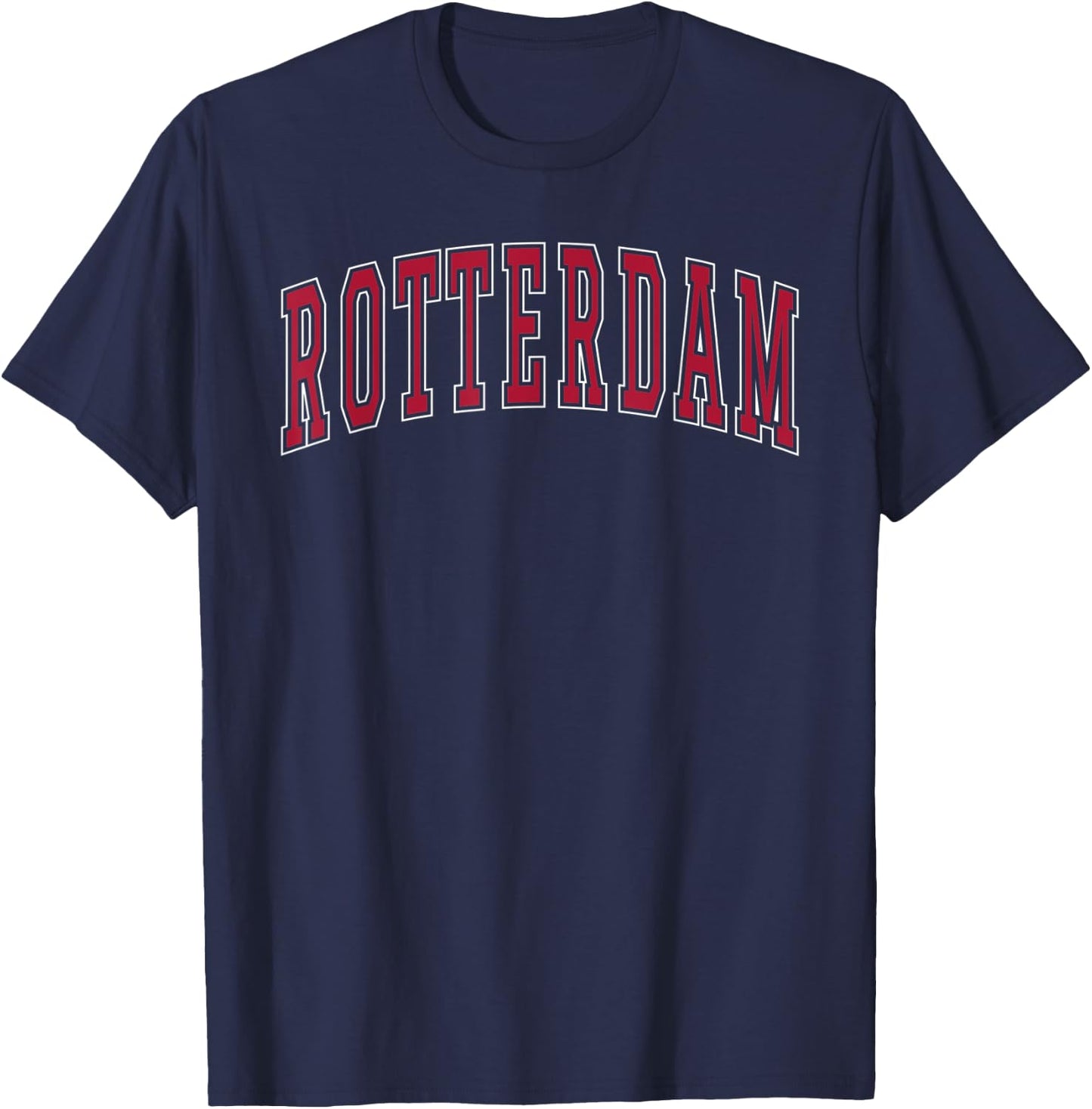Rotterdam New York Souvenir College Style roter Text T-Shirt - T-Shirt | Navy