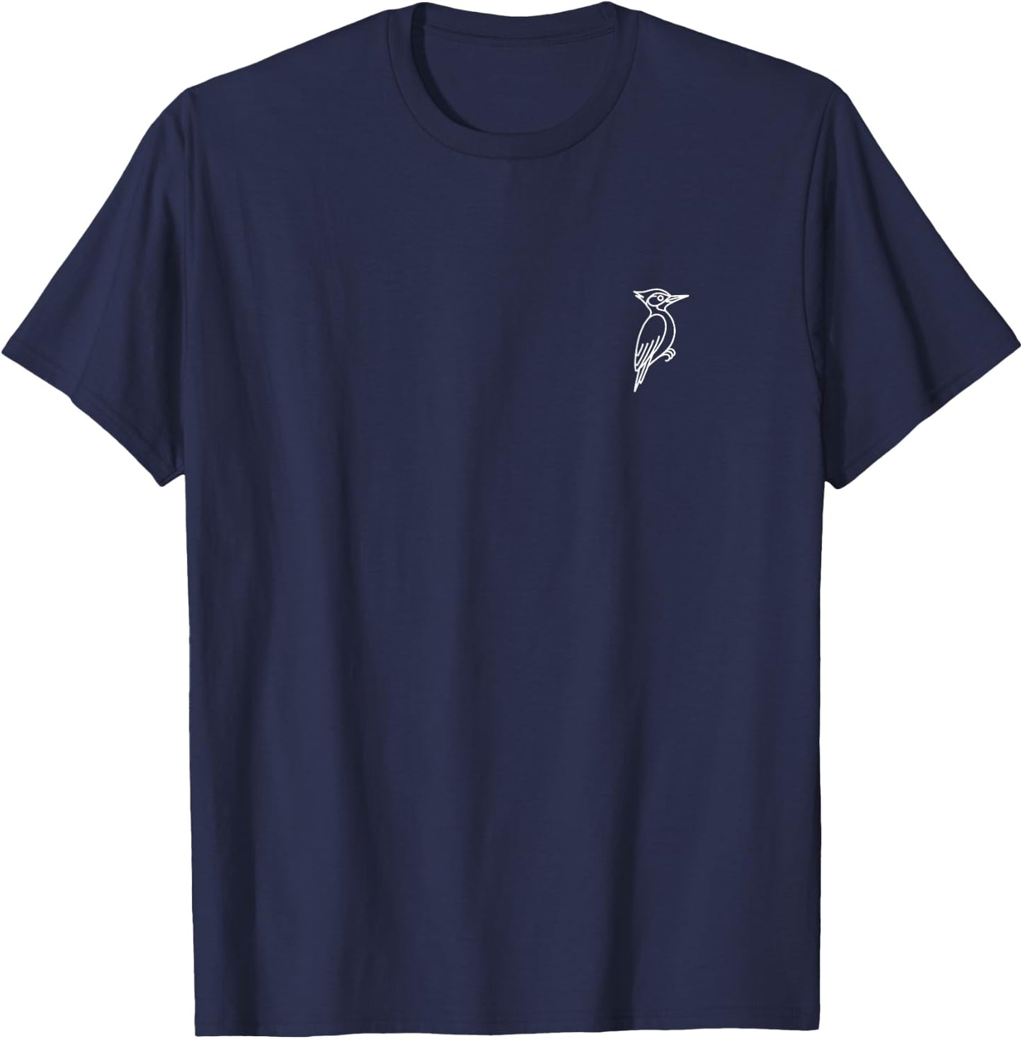 Woodpecker Minimalist Badge Patch Line Art T-Shirt - T-Shirt | Navy