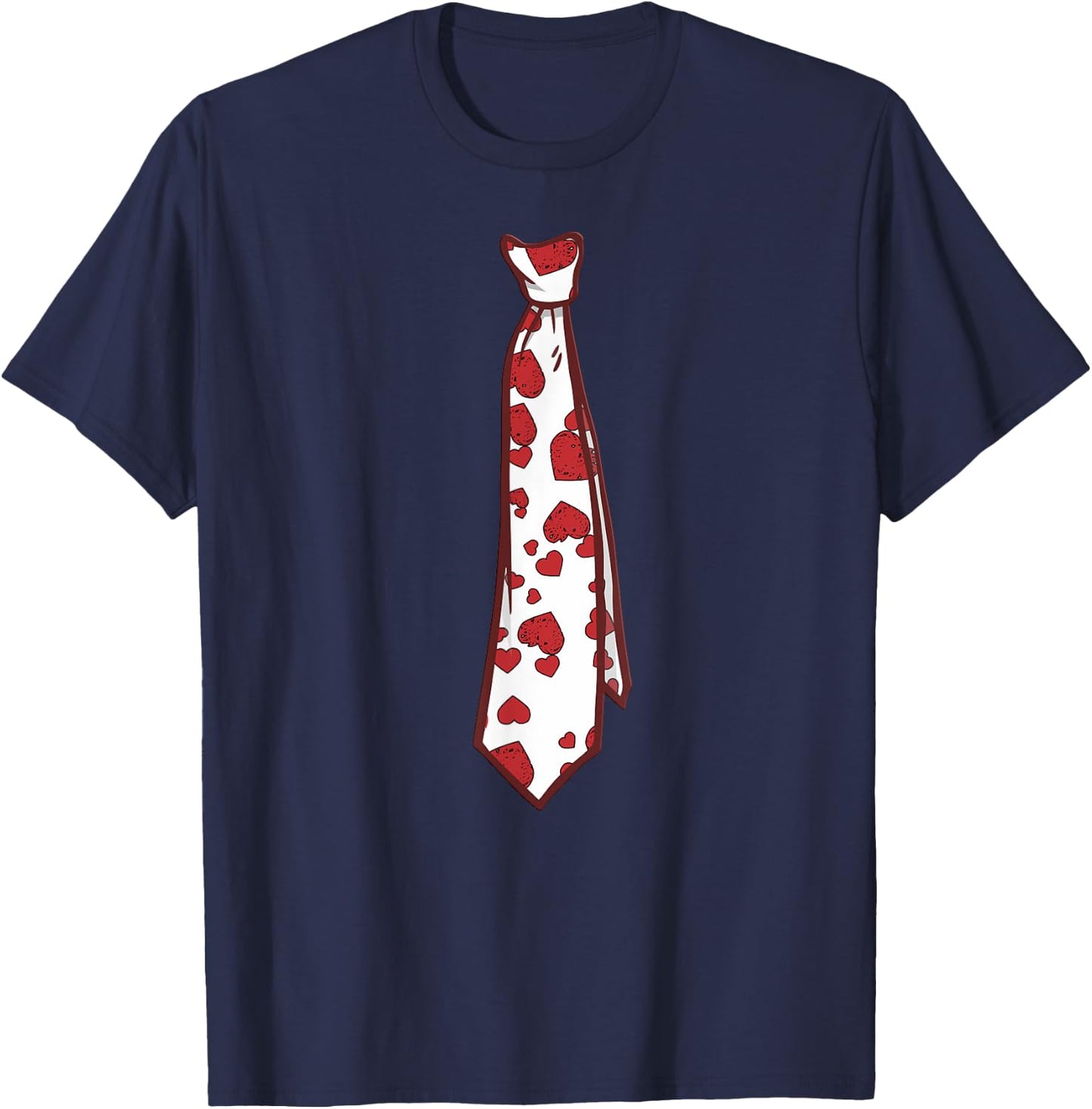 Valentine's Day Motif Tie with Hearts , black T-Shirt - T-Shirt | Navy