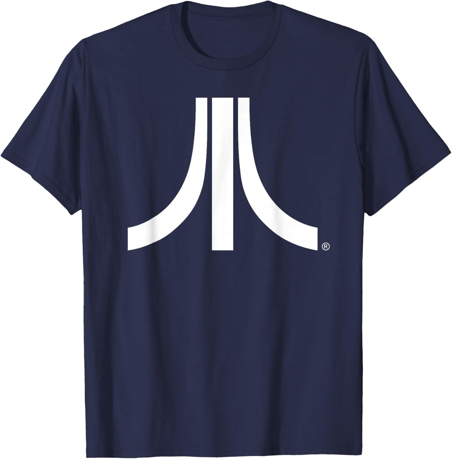 Atari White Logo Vintage 80s Gaming Retro Fun Style T-Shirt - T-Shirt | Navy