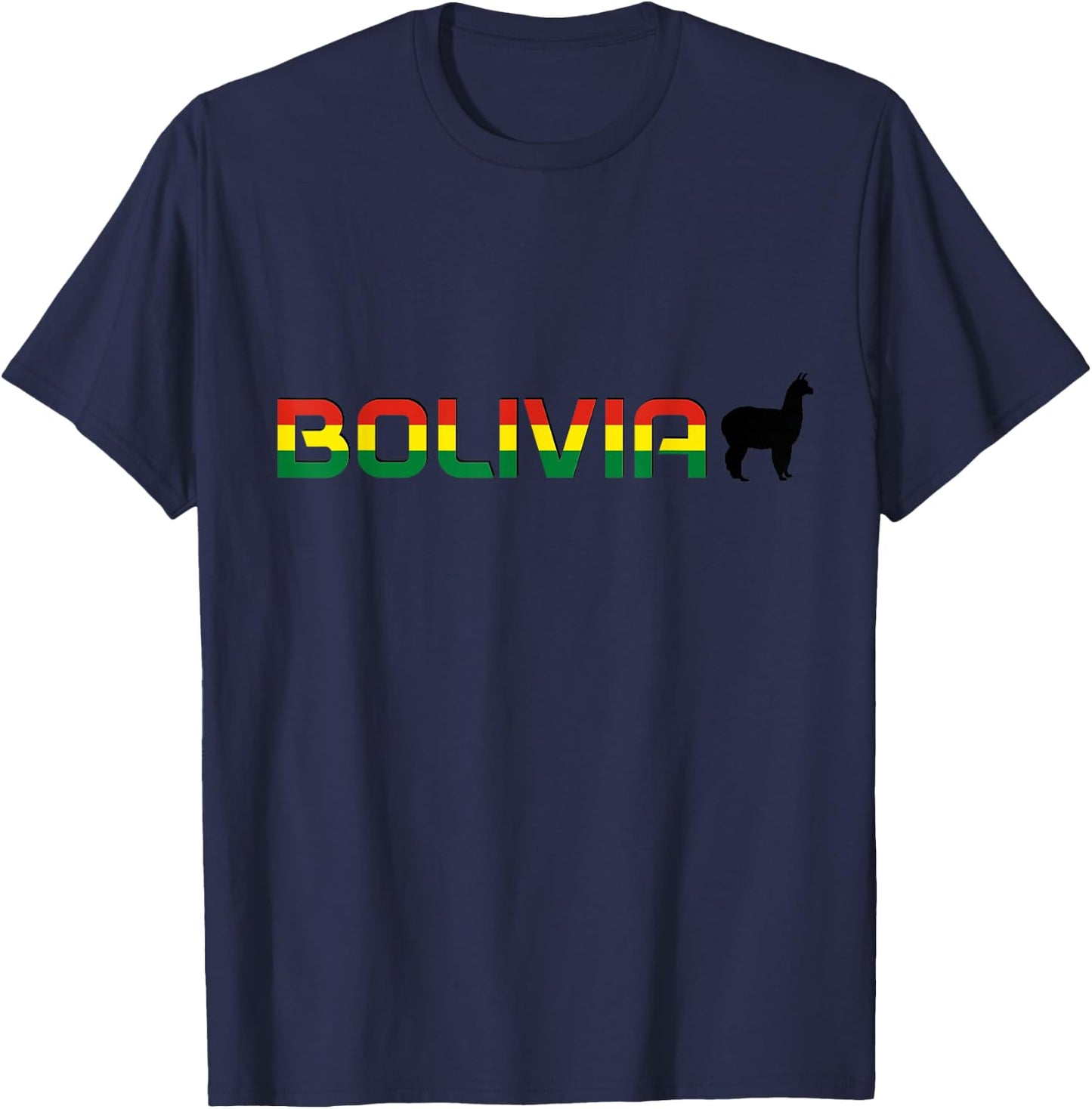 Bolivia Llama Alpaca Bolivian Flag Souvenir Pride Vintage T-Shirt - T-Shirt | Navy