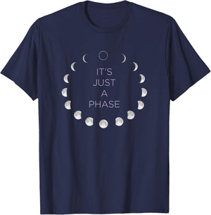 It's Just a Phase Design Featuring the Moon Phases T-Shirt - T-Shirt | Navy