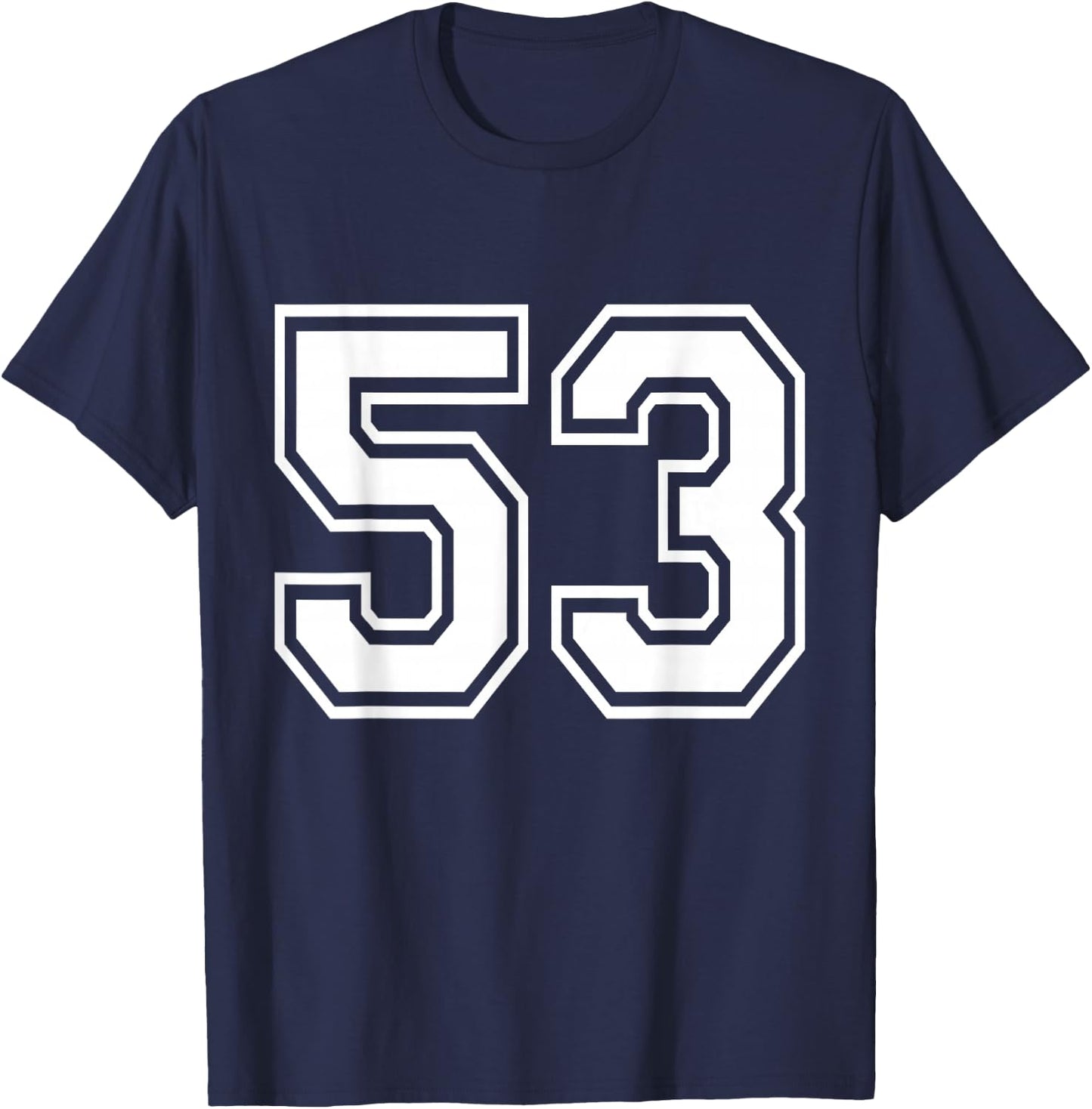 Number 53 Front + Back Varsity Sports Team 53rd Birthday T-Shirt - T-Shirt | Navy