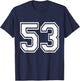 Number 53 Front + Back Varsity Sports Team 53rd Birthday T-Shirt - T-Shirt | Navy
