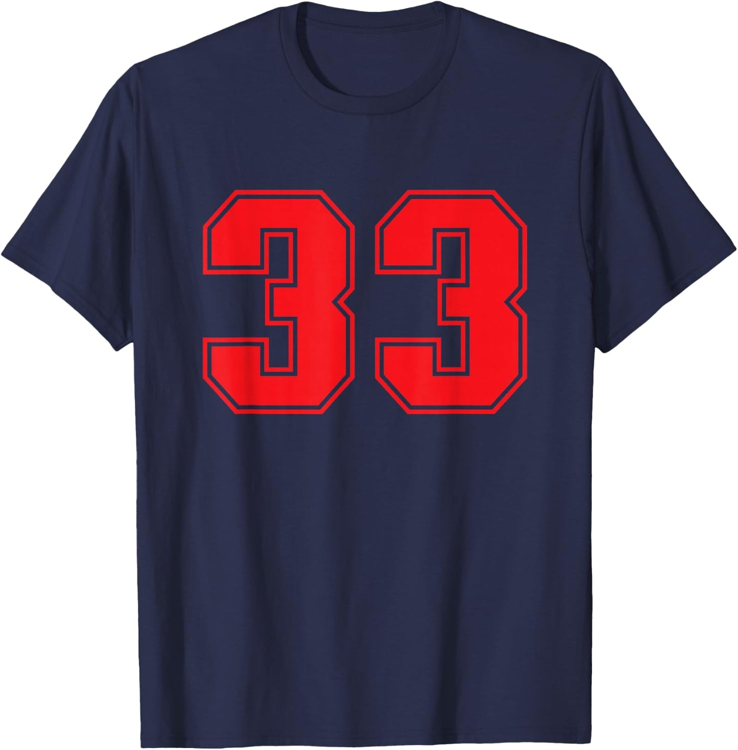 Number #33 Red Sports Jersey Lucky Number T-Shirt - T-Shirt | Navy
