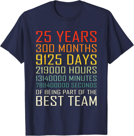 Best Team Vintage Work Anniversary 25 Years Employee T-Shirt - T-Shirt | Navy