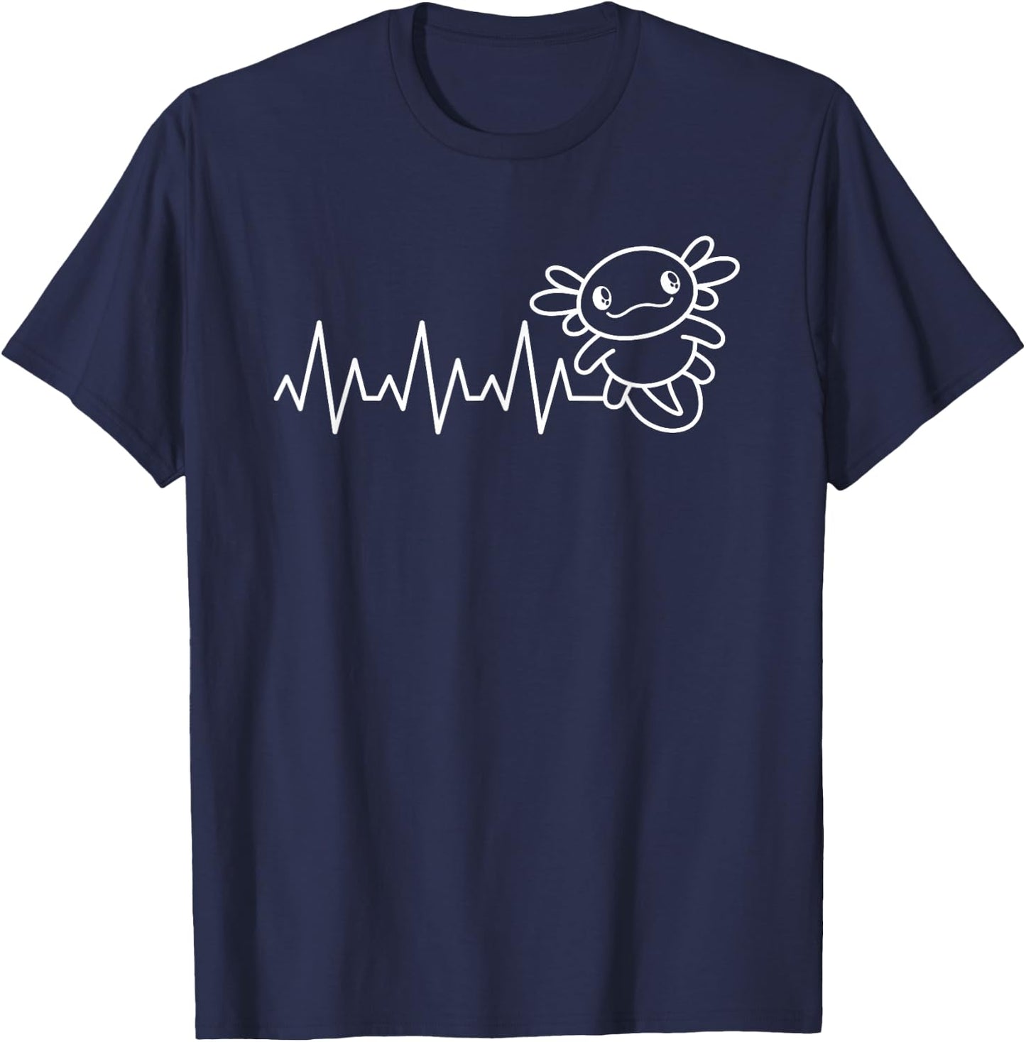 Axolotl Heartbeat Kawaii Axolotl Lover Men Women T-Shirt - T-Shirt | Navy
